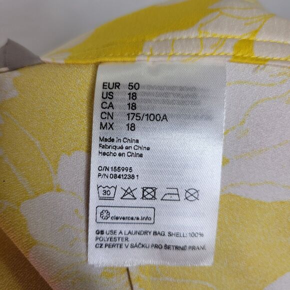 H&M Size 18 Yellow Floral D-Ring High Waist Midi Woven Fabric Wrapover Skirt - Picture 6 of 8